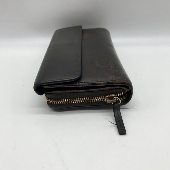 Gucci Dark Brown Leather Long Tri-Fold Wallet - Picture 4 of 12